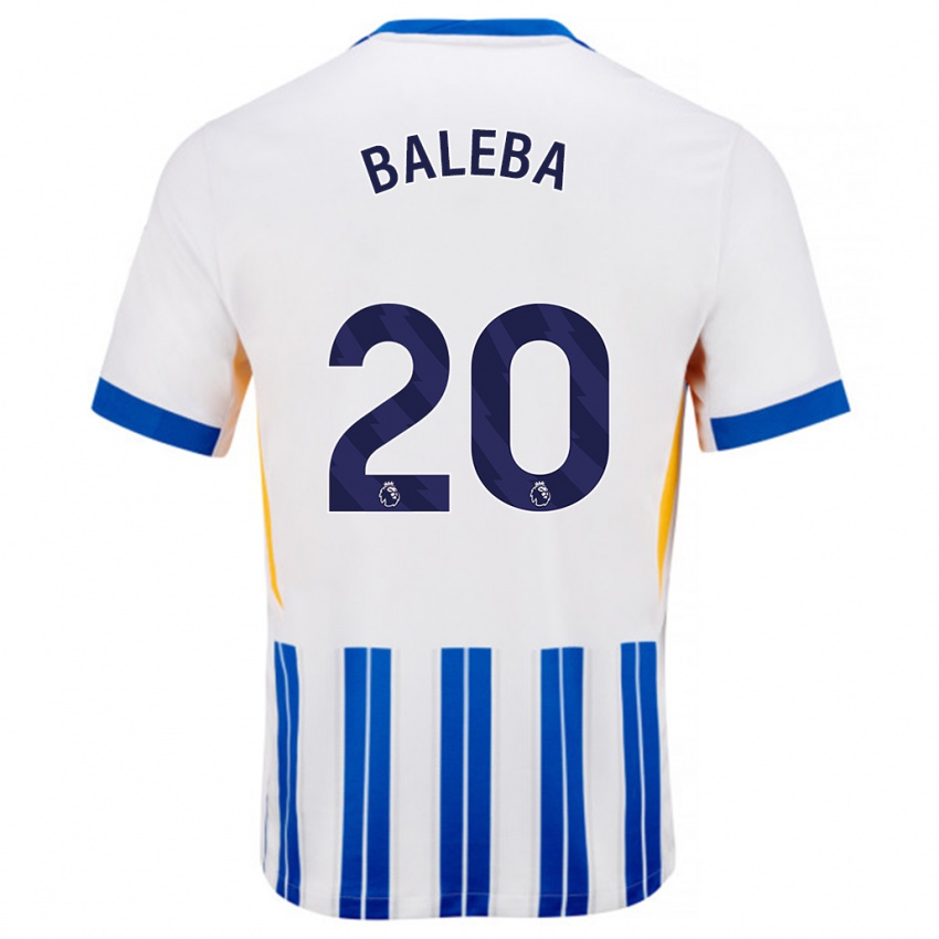 Criança Camisola Carlos Baleba #20 Branco Azul Principal 2024/25 Camisa Brasil