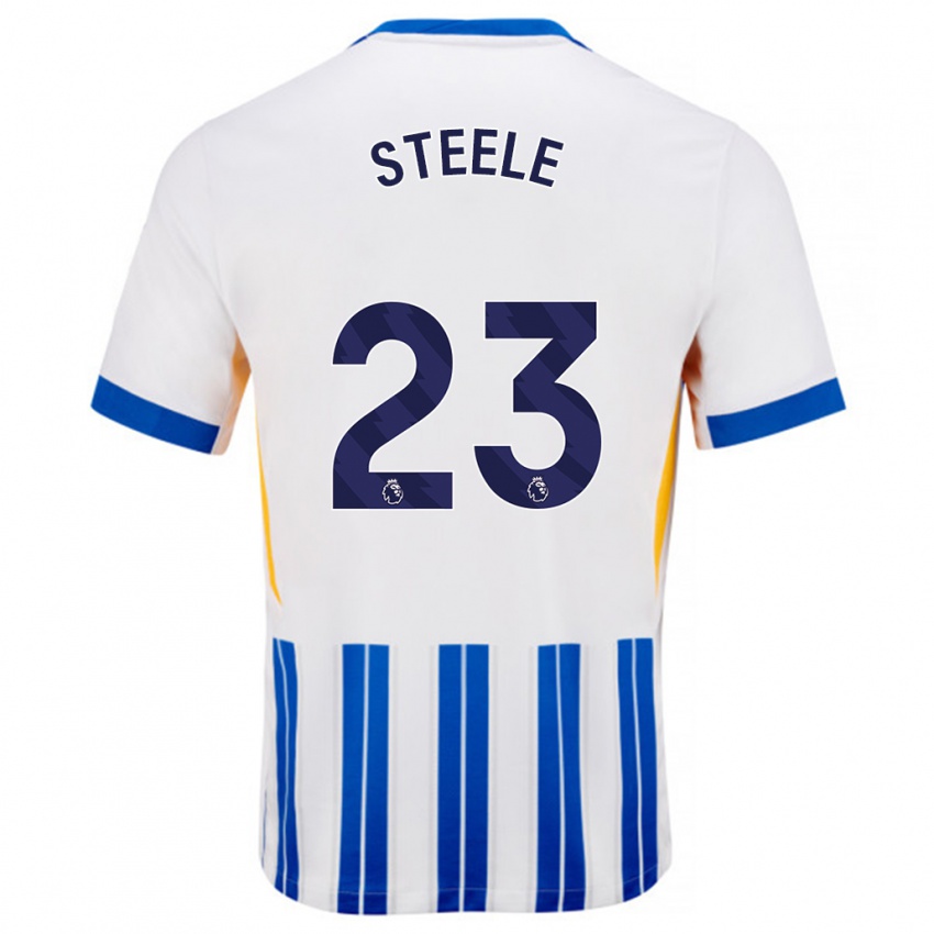 Criança Camisola Jason Steele #23 Branco Azul Principal 2024/25 Camisa Brasil