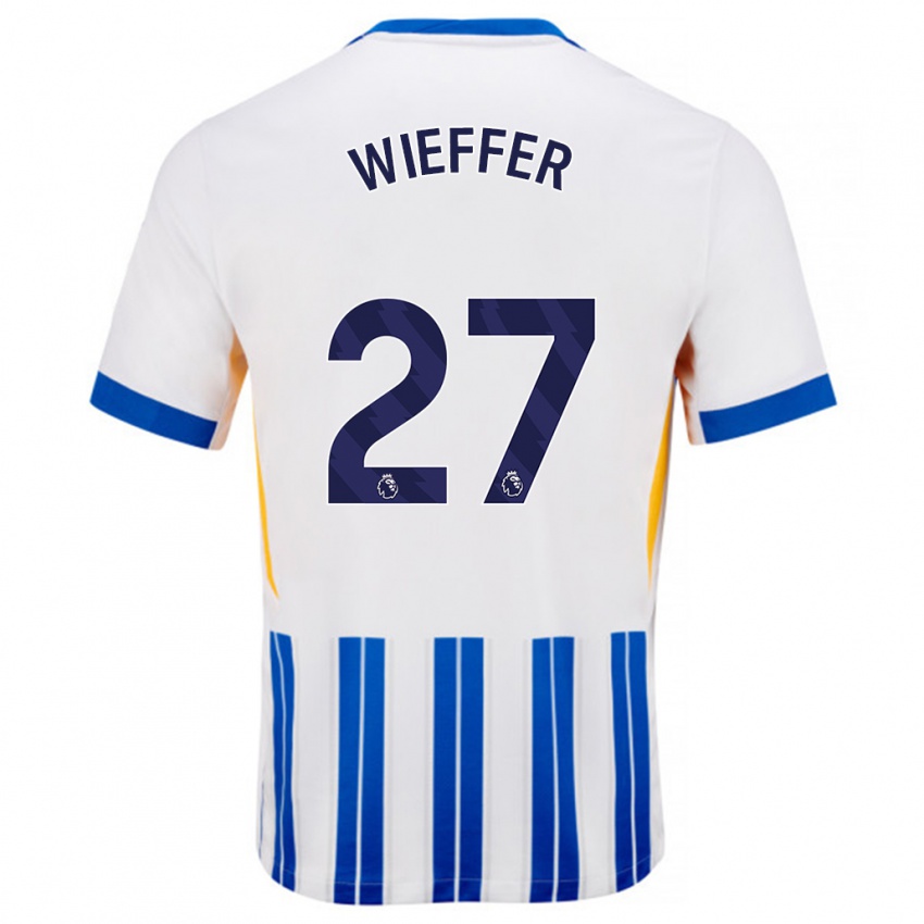 Criança Camisola Mats Wieffer #27 Branco Azul Principal 2024/25 Camisa Brasil