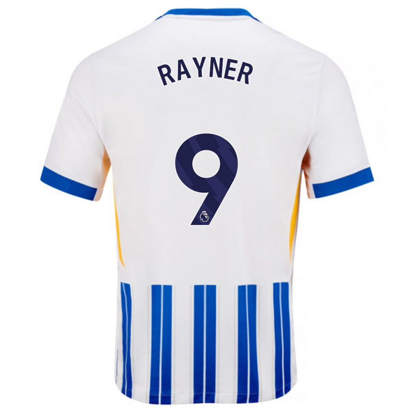 Criança Camisola Rebecca Rayner #9 Branco Azul Principal 2024/25 Camisa Brasil