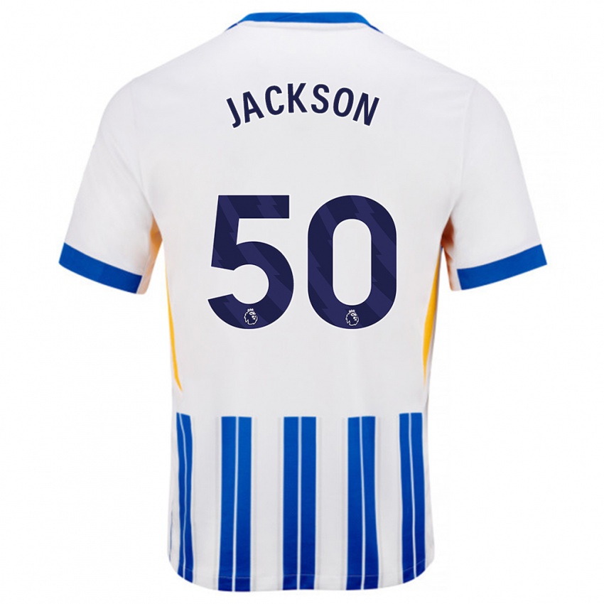 Criança Camisola Ben Jackson #50 Branco Azul Principal 2024/25 Camisa Brasil