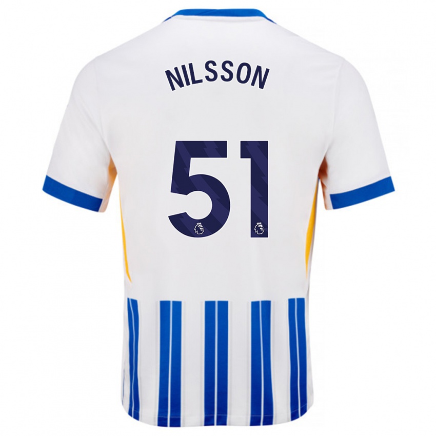 Criança Camisola Casper Nilsson #51 Branco Azul Principal 2024/25 Camisa Brasil