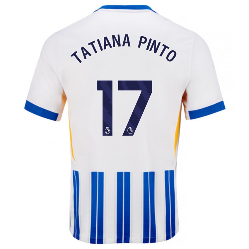 Criança Camisola Tatiana Vanessa Ferreira Pinto #17 Branco Azul Principal 2024/25 Camisa Brasil