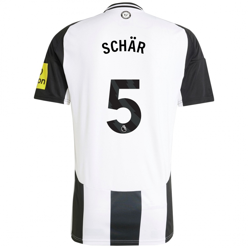 Criança Camisola Fabian Schär #5 Preto Branco Principal 2024/25 Camisa Brasil