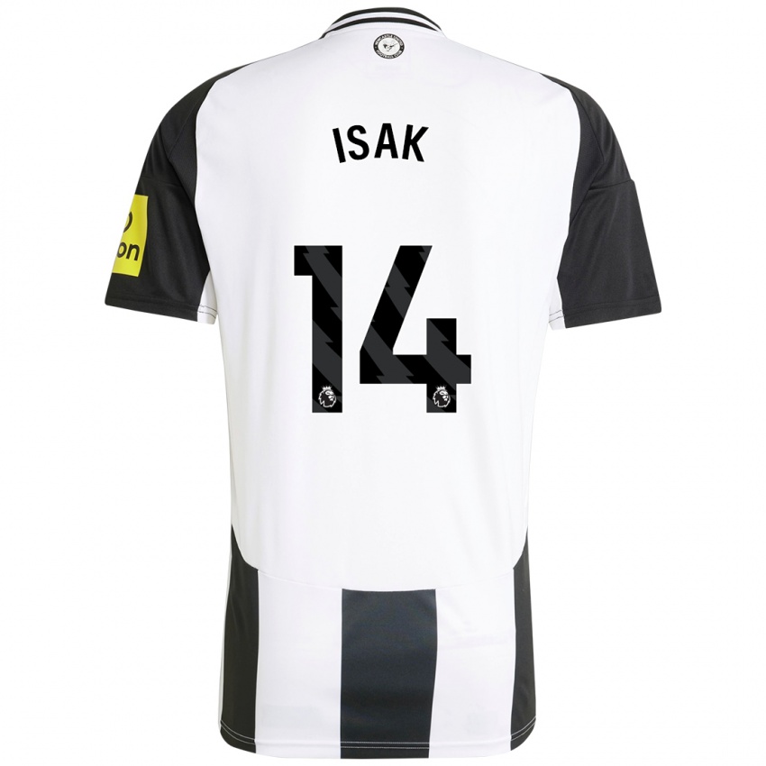 Criança Camisola Alexander Isak #14 Preto Branco Principal 2024/25 Camisa Brasil