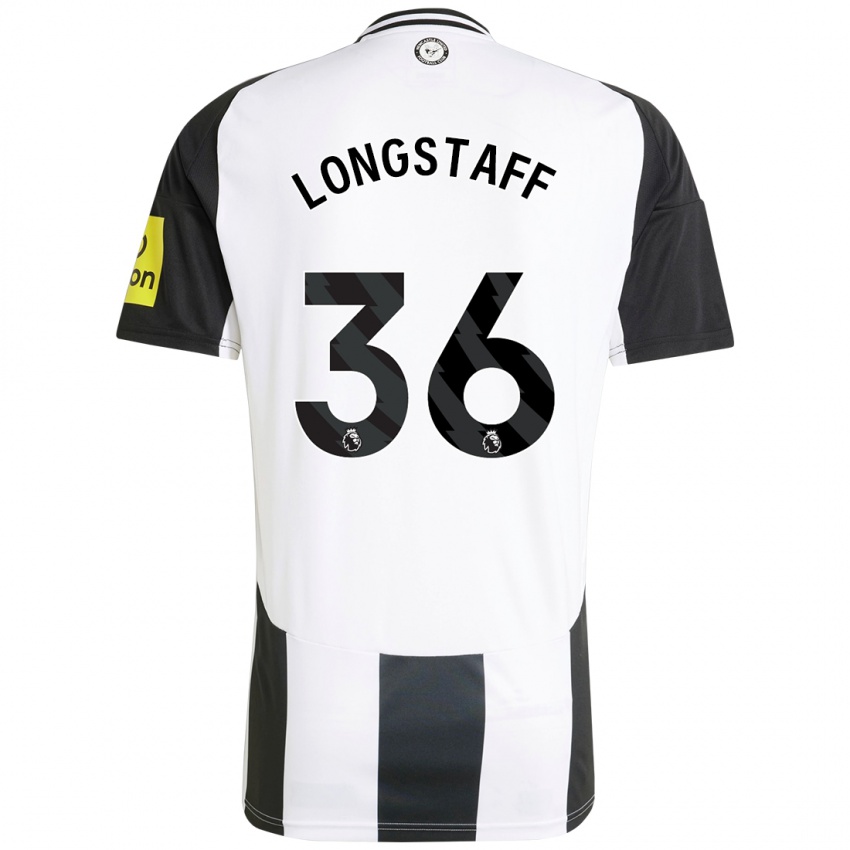 Criança Camisola Sean Longstaff #36 Preto Branco Principal 2024/25 Camisa Brasil