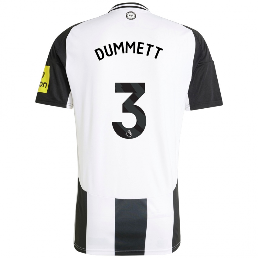 Criança Camisola Paul Dummett #3 Preto Branco Principal 2024/25 Camisa Brasil