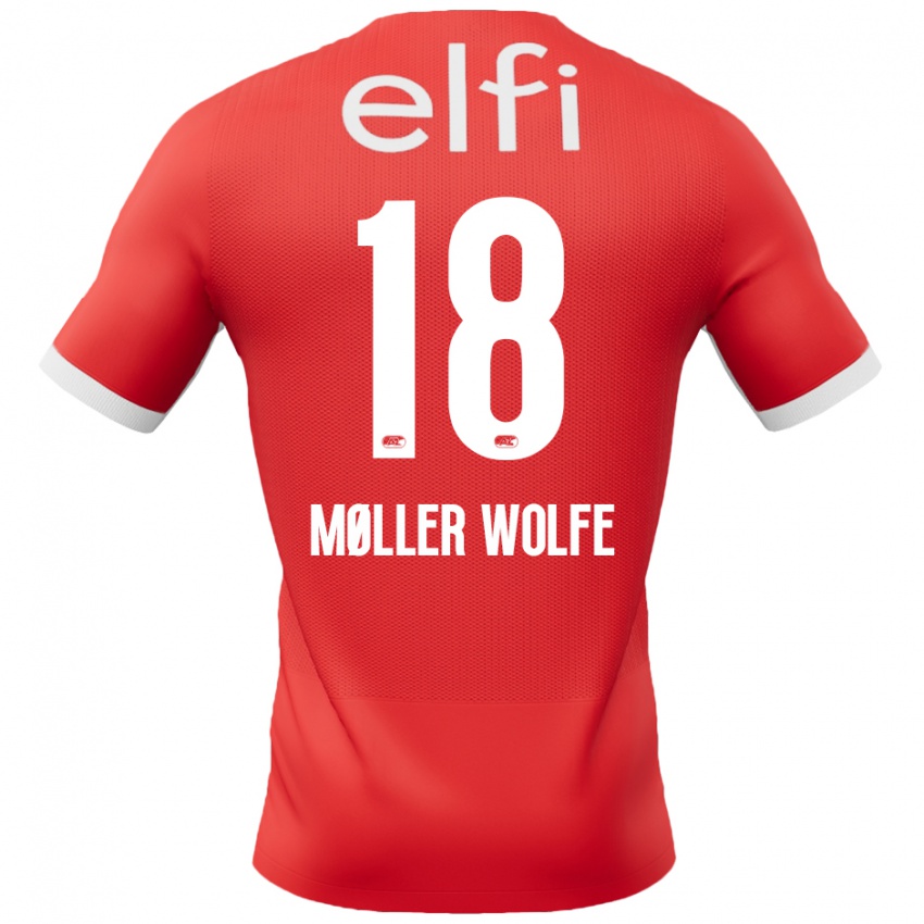 Criança Camisola David Møller Wolfe #18 Branco Vermelho Principal 2024/25 Camisa Brasil