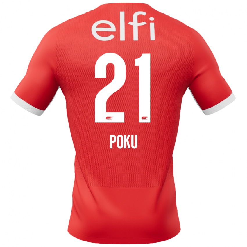 Criança Camisola Ernest Poku #21 Branco Vermelho Principal 2024/25 Camisa Brasil