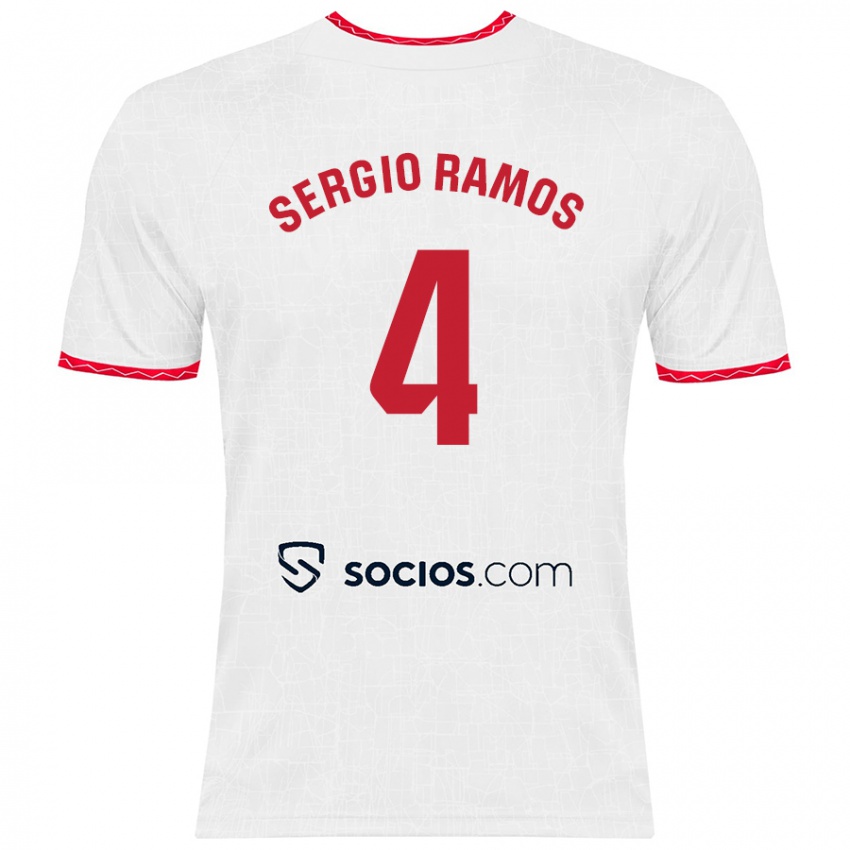 Criança Camisola Sergio Ramos #4 Vermelho Branco Principal 2024/25 Camisa Brasil