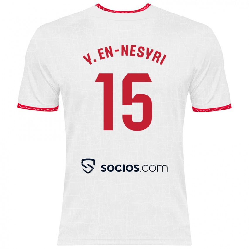 Criança Camisola Youssef En-Nesyri #15 Vermelho Branco Principal 2024/25 Camisa Brasil