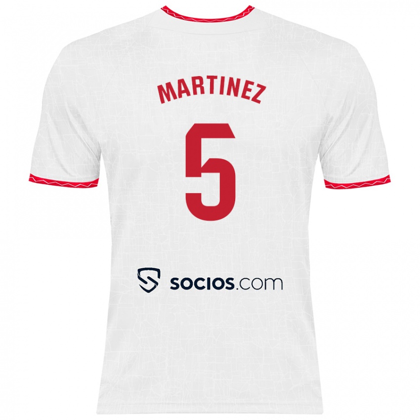 Criança Camisola Sergio Martínez #5 Vermelho Branco Principal 2024/25 Camisa Brasil