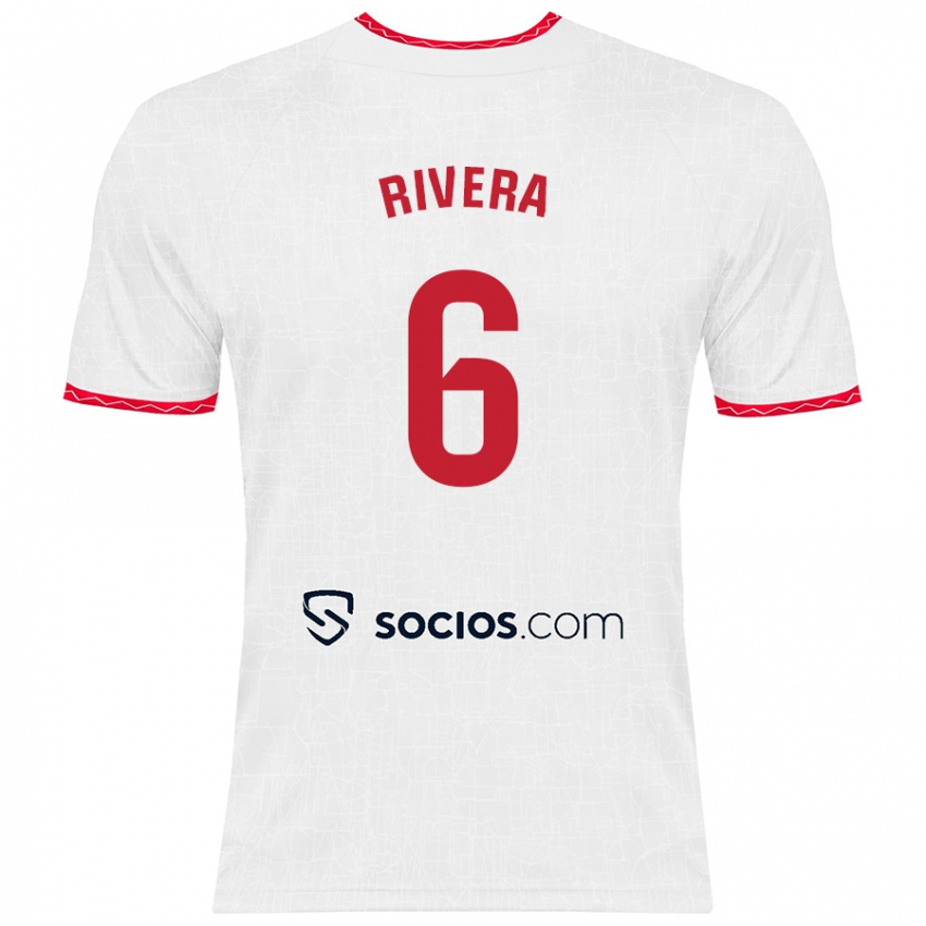 Criança Camisola Pablo Rivera #6 Vermelho Branco Principal 2024/25 Camisa Brasil