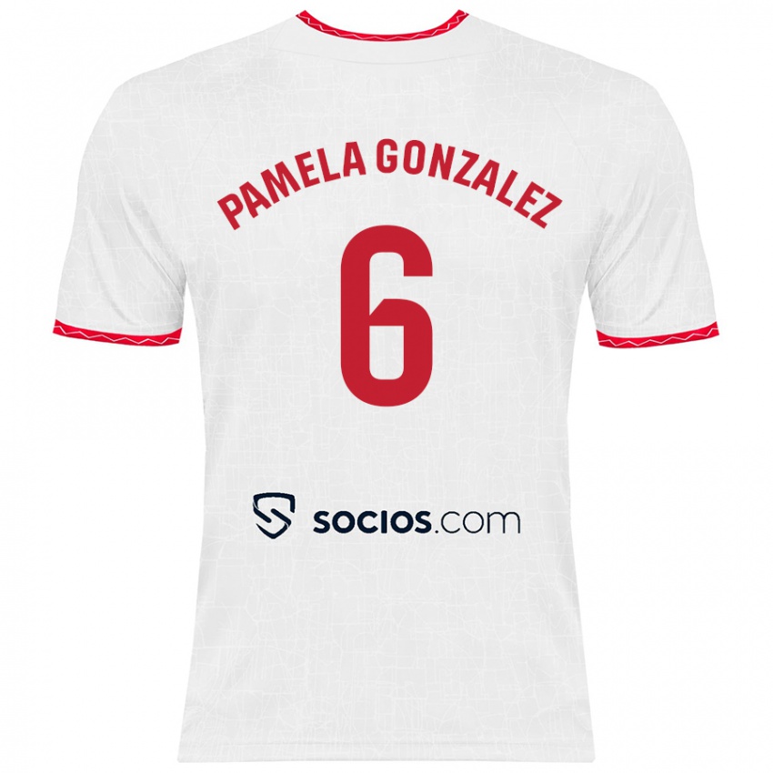 Criança Camisola Cinthia Pamela González Medina #6 Vermelho Branco Principal 2024/25 Camisa Brasil