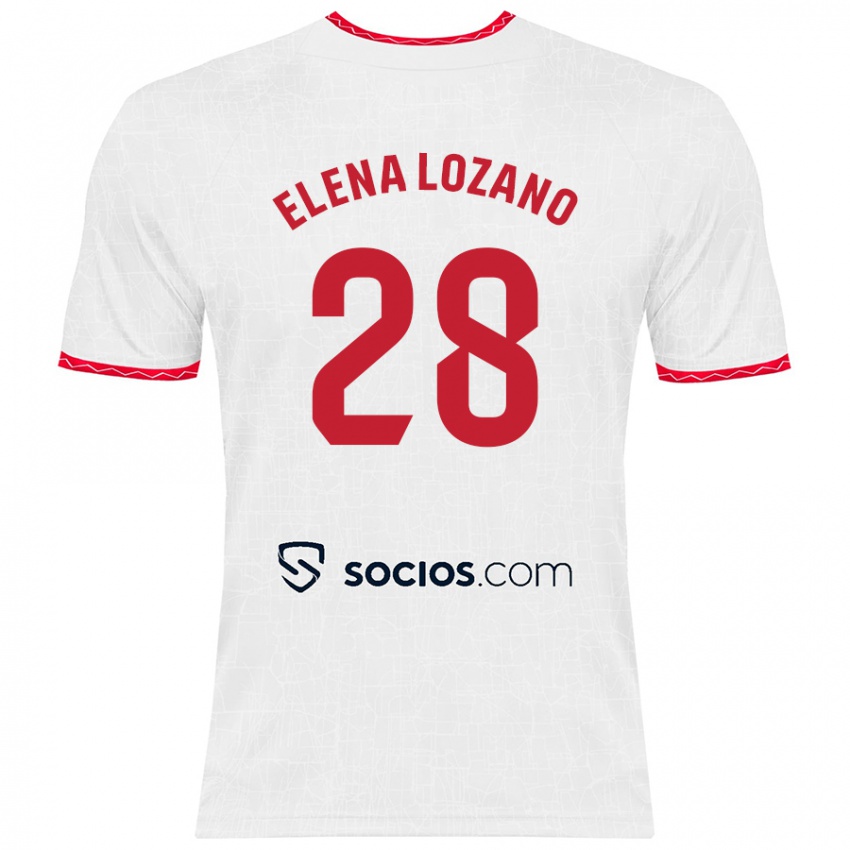 Criança Camisola Elena Lozano Gallego #28 Vermelho Branco Principal 2024/25 Camisa Brasil