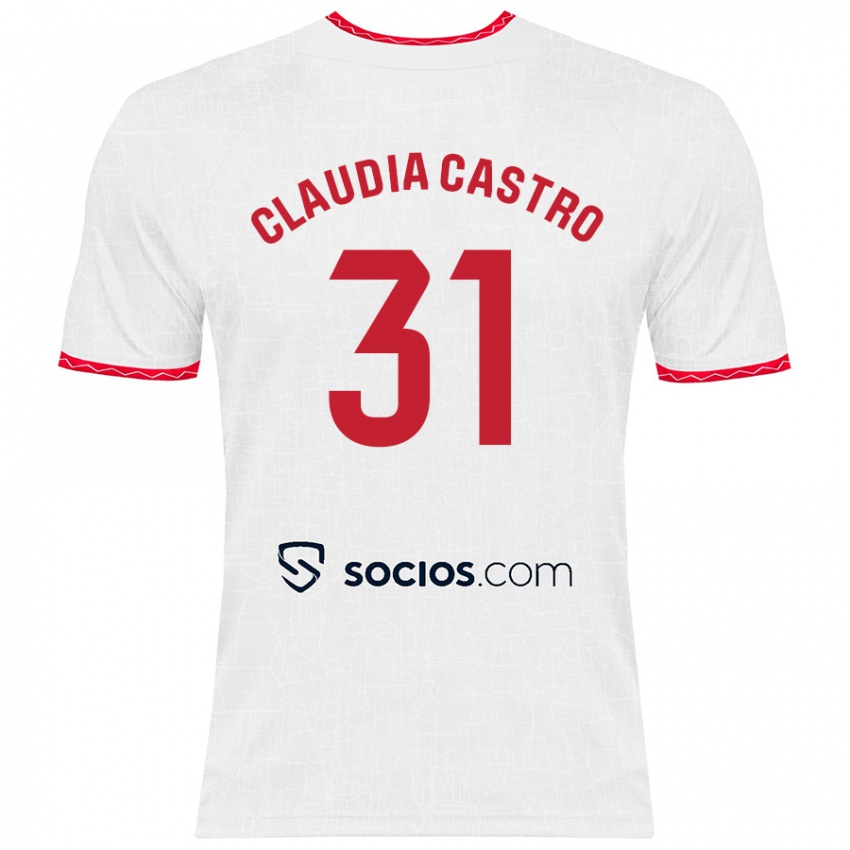 Criança Camisola Claudia Castro Romero #31 Vermelho Branco Principal 2024/25 Camisa Brasil