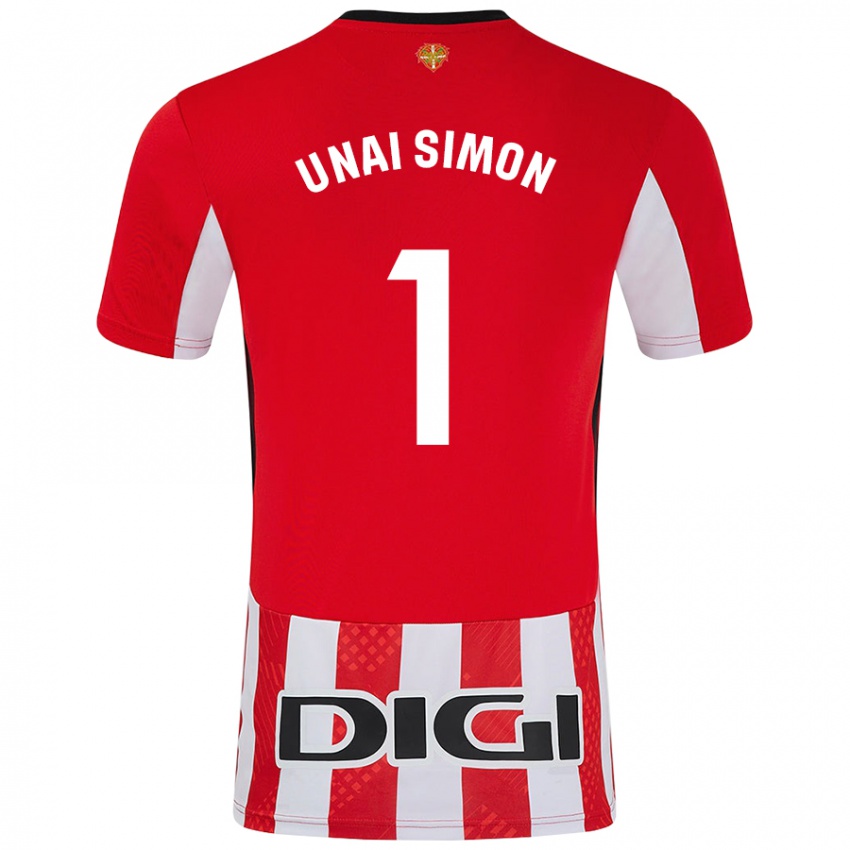 Criança Camisola Unai Simón #1 Branco Vermelho Principal 2024/25 Camisa Brasil