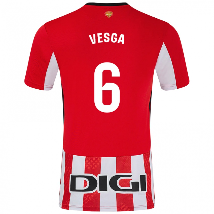 Criança Camisola Mikel Vesga #6 Branco Vermelho Principal 2024/25 Camisa Brasil