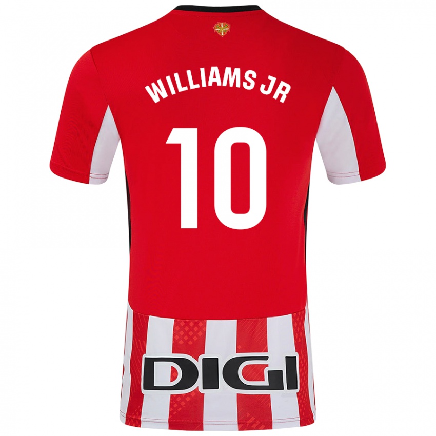 Criança Camisola Nico Williams #10 Branco Vermelho Principal 2024/25 Camisa Brasil