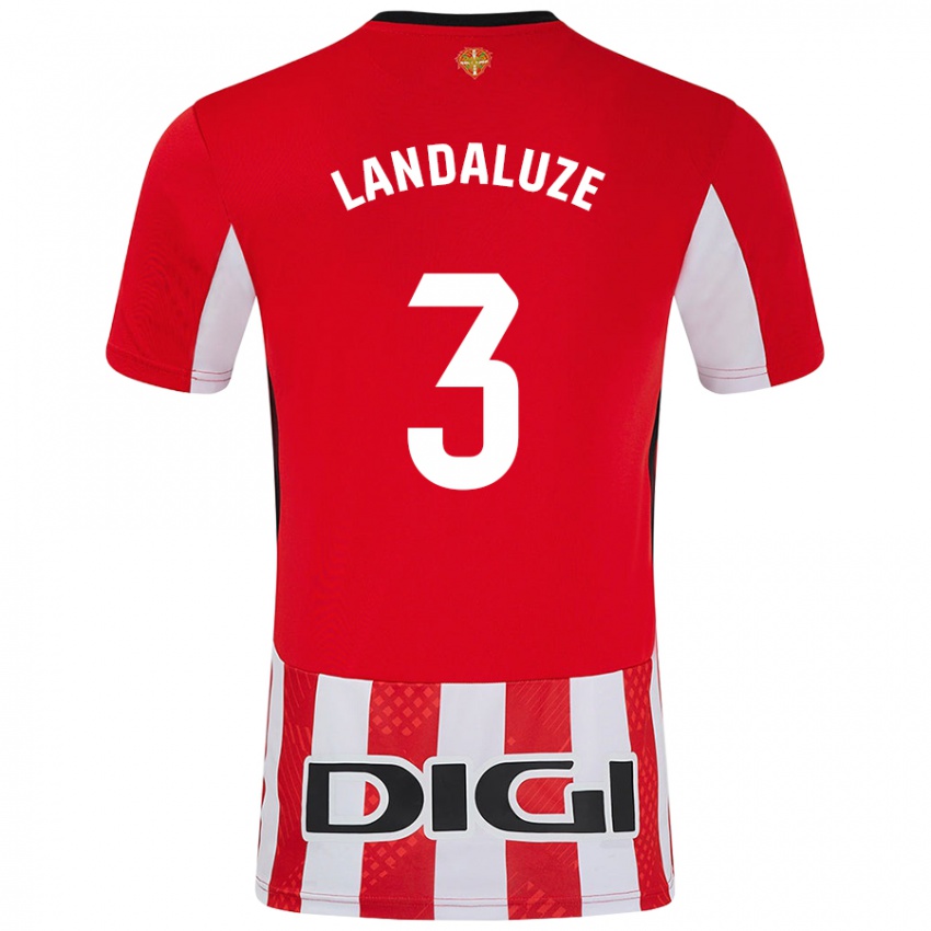 Criança Camisola Naia Landaluze Marquínez #3 Branco Vermelho Principal 2024/25 Camisa Brasil