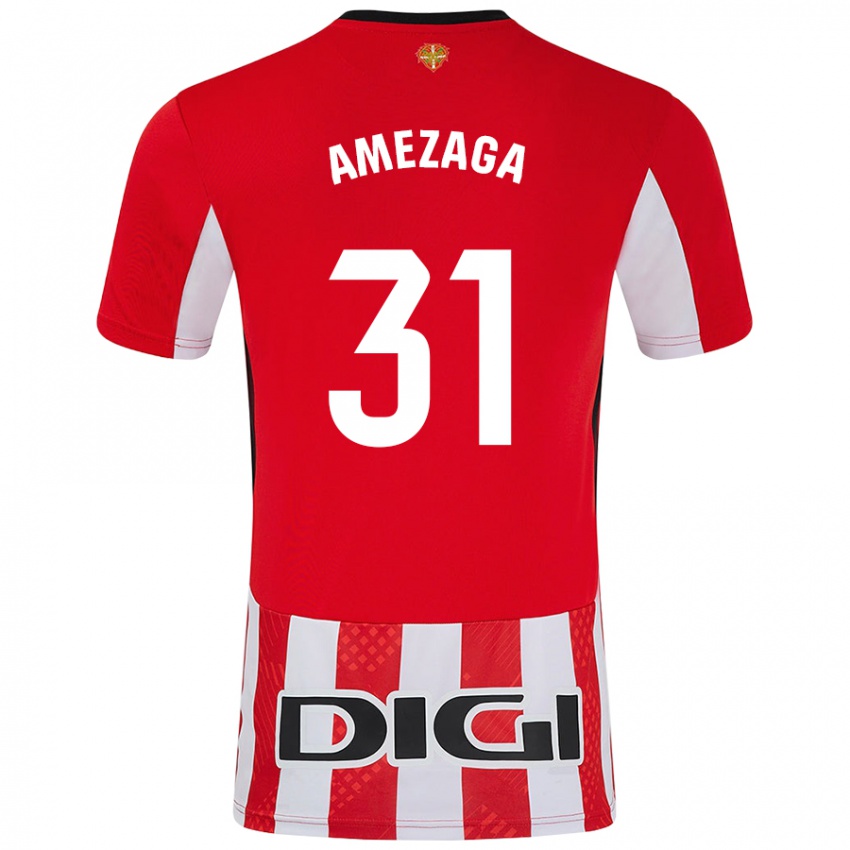 Criança Camisola Jone Amezaga #31 Branco Vermelho Principal 2024/25 Camisa Brasil