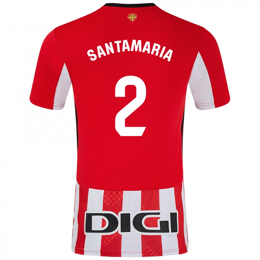 Criança Camisola Unai Santamaría #2 Branco Vermelho Principal 2024/25 Camisa Brasil