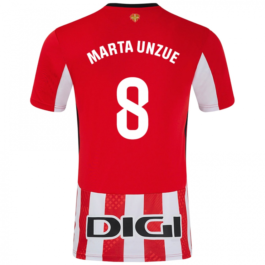 Criança Camisola Marta Unzué Urdániz #8 Branco Vermelho Principal 2024/25 Camisa Brasil