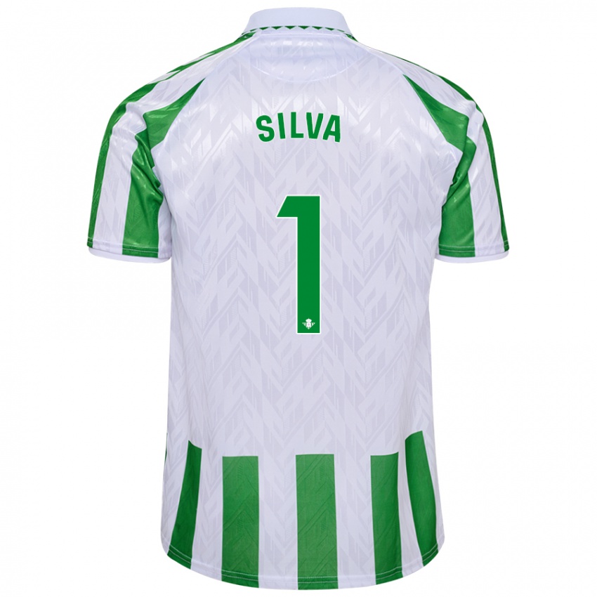 Criança Camisola Rui Silva #1 Riscas Brancas Verdes Principal 2024/25 Camisa Brasil