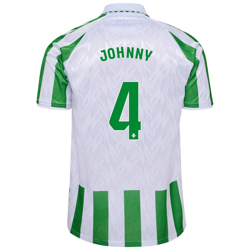 Criança Camisola Johnny Cardoso #4 Riscas Brancas Verdes Principal 2024/25 Camisa Brasil