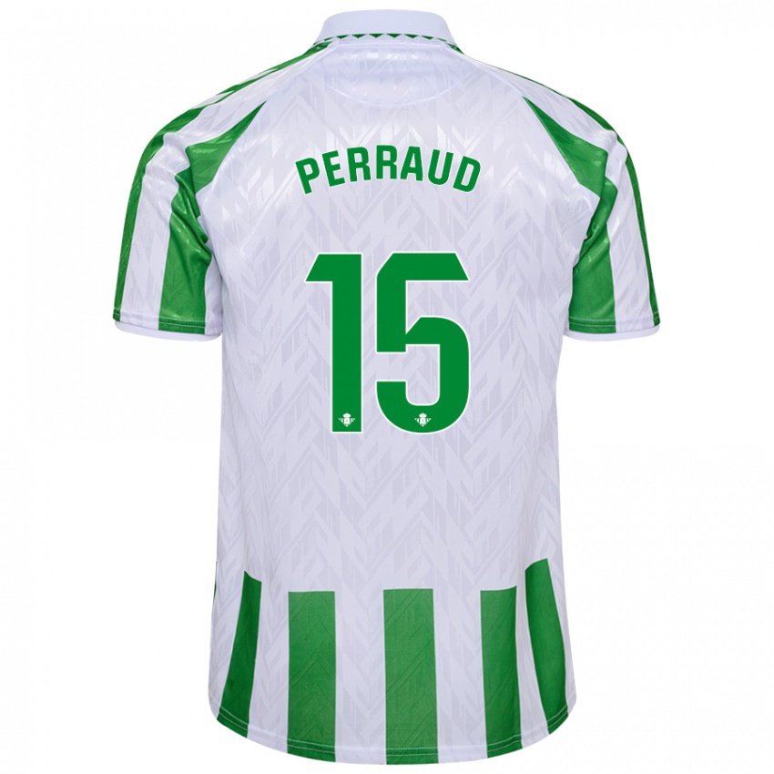 Criança Camisola Romain Perraud #15 Riscas Brancas Verdes Principal 2024/25 Camisa Brasil