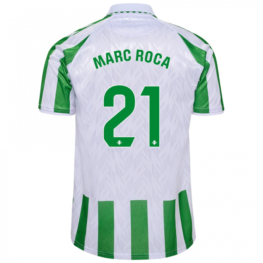 Criança Camisola Marc Roca #21 Riscas Brancas Verdes Principal 2024/25 Camisa Brasil