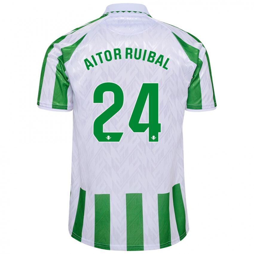 Criança Camisola Aitor Ruibal #24 Riscas Brancas Verdes Principal 2024/25 Camisa Brasil