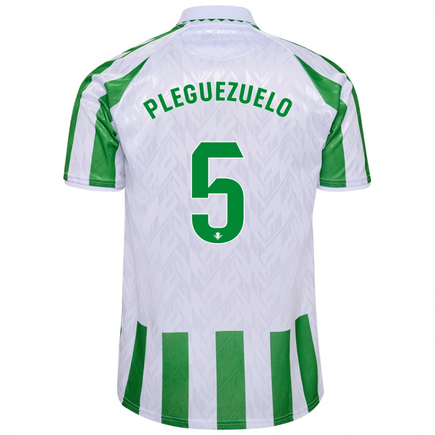 Criança Camisola Xavi Pleguezuelo #5 Riscas Brancas Verdes Principal 2024/25 Camisa Brasil