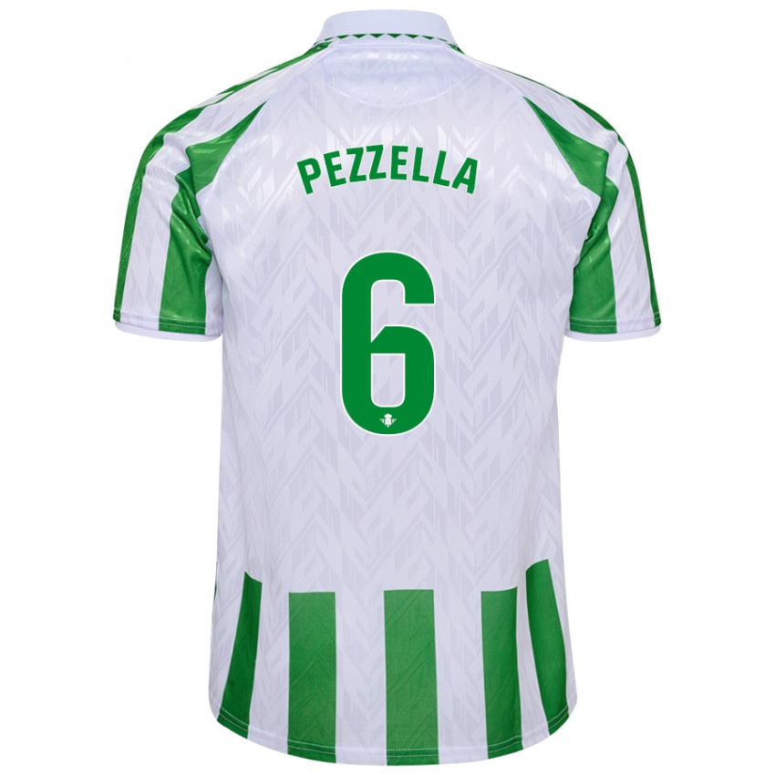 Criança Camisola Germán Pezzella #6 Riscas Brancas Verdes Principal 2024/25 Camisa Brasil