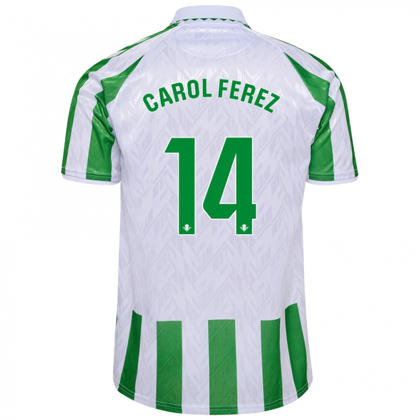 Criança Camisola Carolina Férez Méndez #14 Riscas Brancas Verdes Principal 2024/25 Camisa Brasil