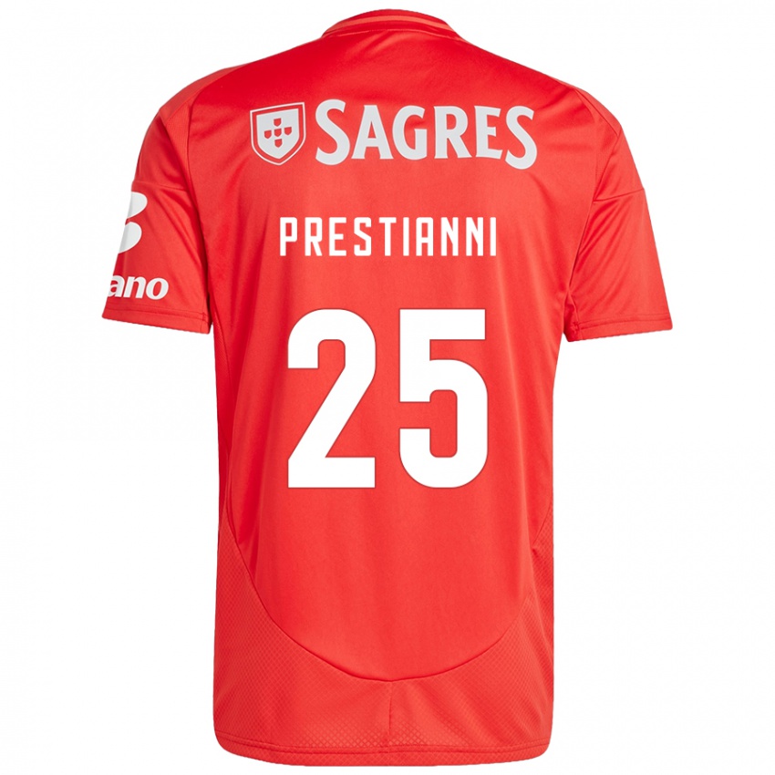 Criança Camisola Gianluca Prestianni #25 Vermelho Branco Principal 2024/25 Camisa Brasil