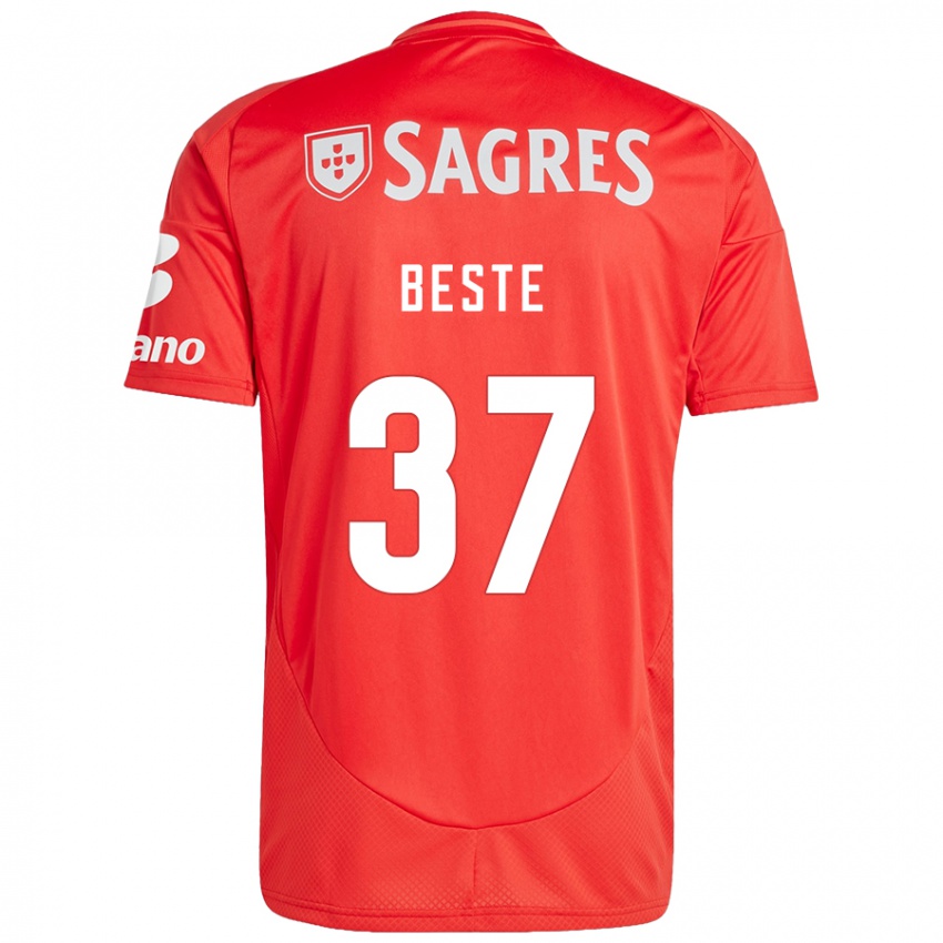 Criança Camisola Jan-Niklas Beste #37 Vermelho Branco Principal 2024/25 Camisa Brasil