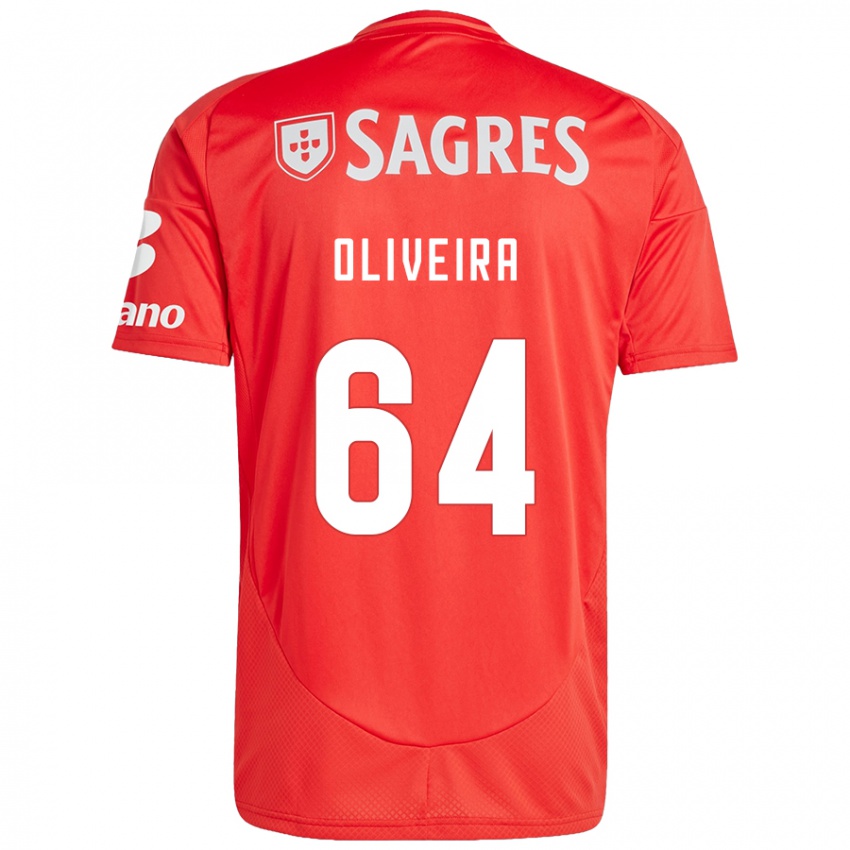 Criança Camisola Gonçalo Oliveira #64 Vermelho Branco Principal 2024/25 Camisa Brasil