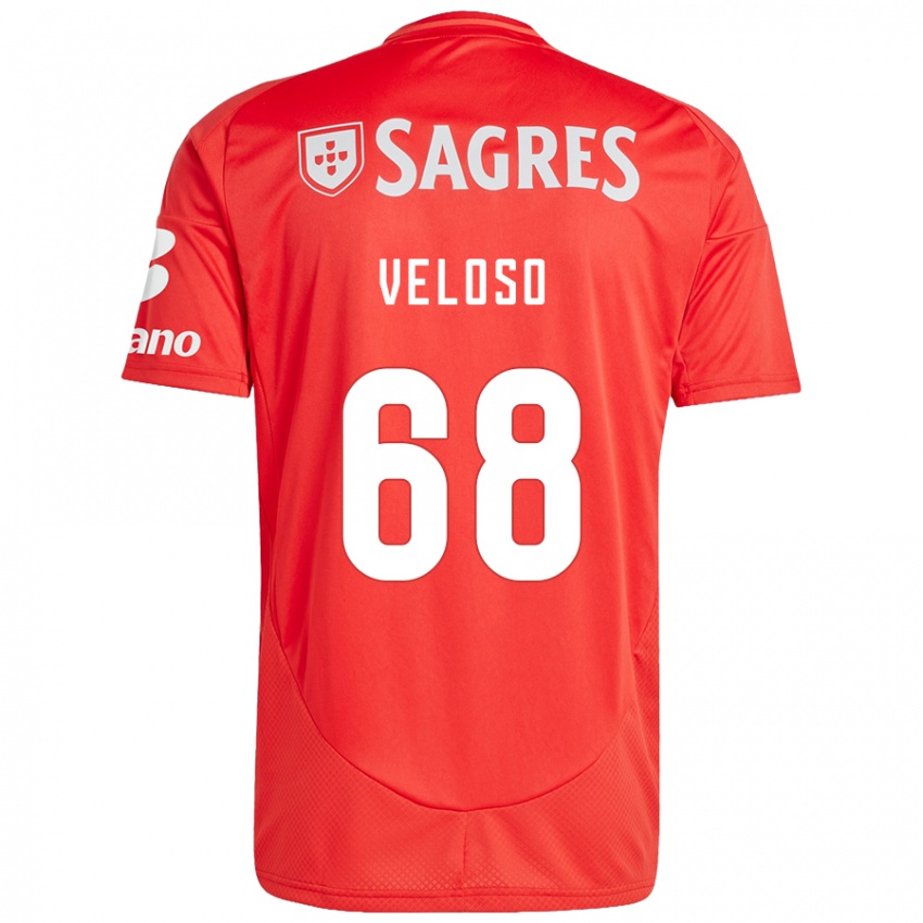 Criança Camisola João Veloso #68 Vermelho Branco Principal 2024/25 Camisa Brasil