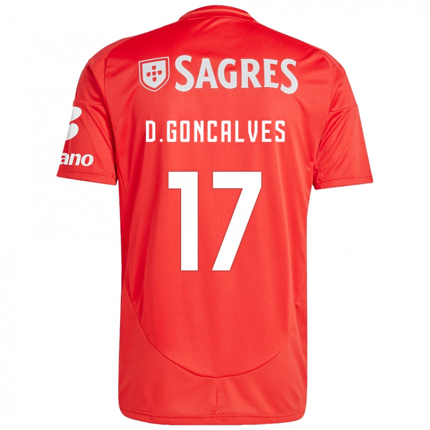 Criança Camisola Diogo Goncalves #17 Vermelho Branco Principal 2024/25 Camisa Brasil