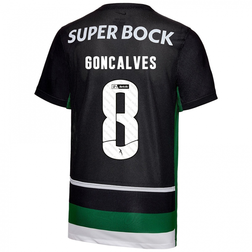 Criança Camisola Pedro Gonçalves #8 Preto Branco Verde Principal 2024/25 Camisa Brasil