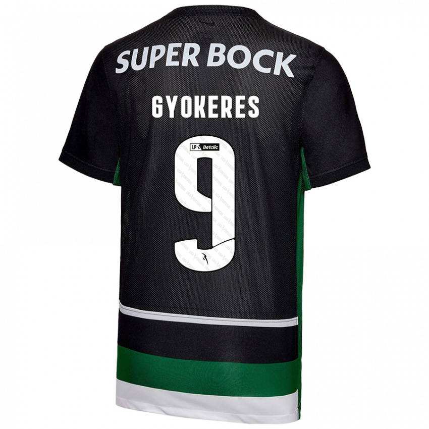 Criança Camisola Viktor Gyökeres #9 Preto Branco Verde Principal 2024/25 Camisa Brasil