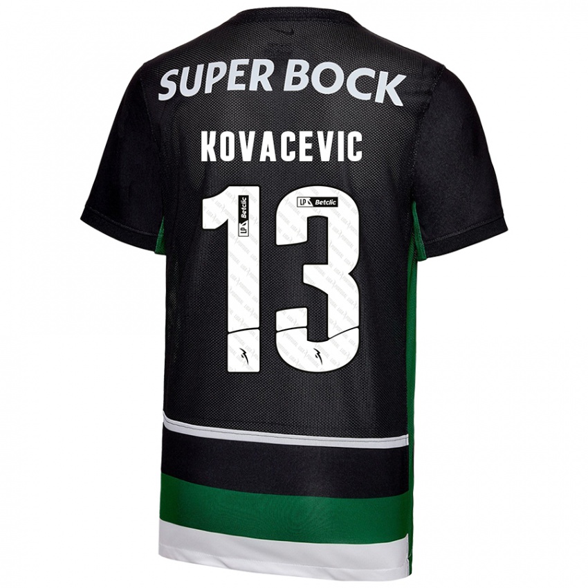 Criança Camisola Vladan Kovacevic #13 Preto Branco Verde Principal 2024/25 Camisa Brasil