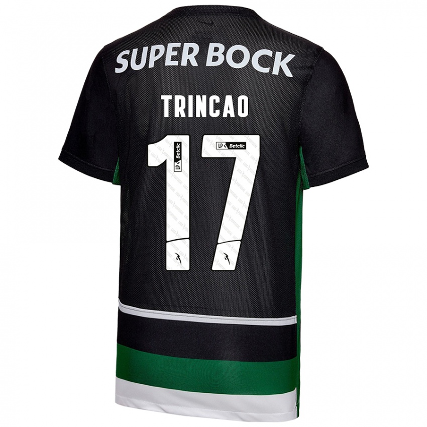 Criança Camisola Trincão #17 Preto Branco Verde Principal 2024/25 Camisa Brasil