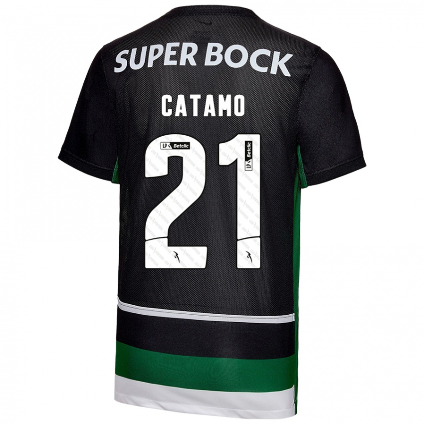 Criança Camisola Geny Catamo #21 Preto Branco Verde Principal 2024/25 Camisa Brasil