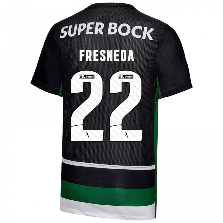 Criança Camisola Iván Fresneda #22 Preto Branco Verde Principal 2024/25 Camisa Brasil