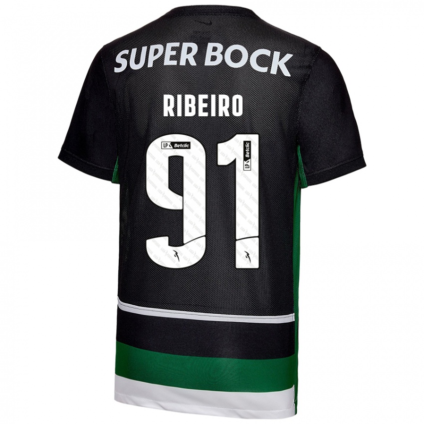 Criança Camisola Rodrigo Ribeiro #91 Preto Branco Verde Principal 2024/25 Camisa Brasil