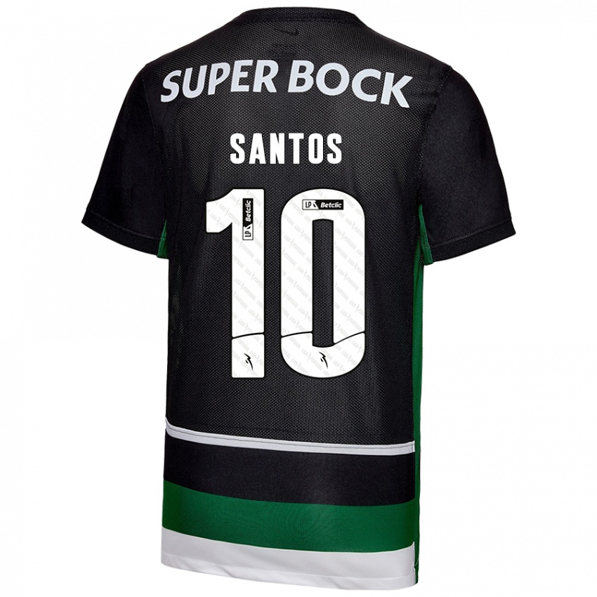 Criança Camisola Guilherme Santos #10 Preto Branco Verde Principal 2024/25 Camisa Brasil