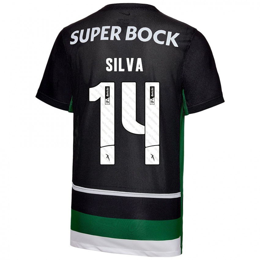 Criança Camisola Guilherme Silva #14 Preto Branco Verde Principal 2024/25 Camisa Brasil