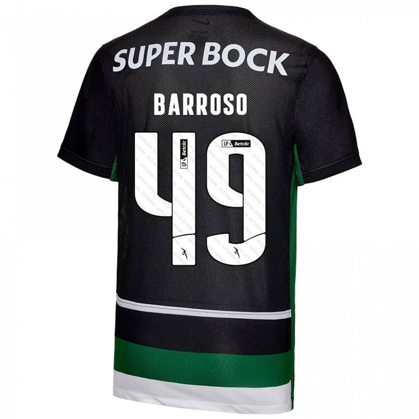 Criança Camisola Leonardo Barroso #49 Preto Branco Verde Principal 2024/25 Camisa Brasil